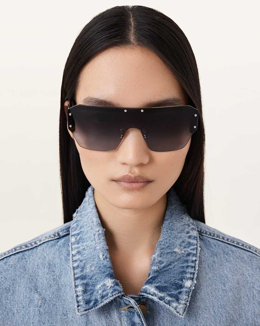 all saints Erika Visor Sunglasses Gloss Black