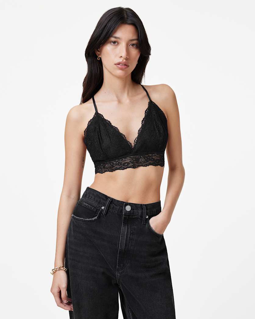 all saints Erity Lace Bralette Black