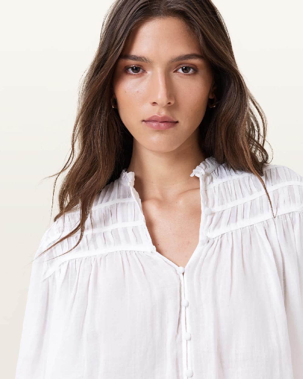 All Saints Etti White Linen Shirt Optic White