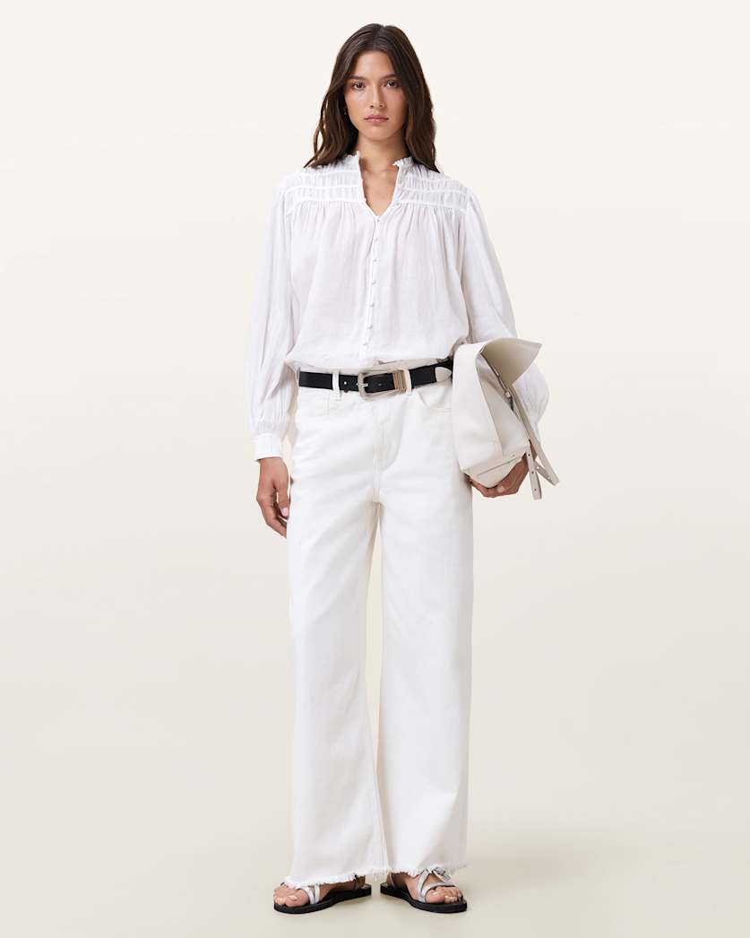 all saints Etti White Linen Shirt Optic White