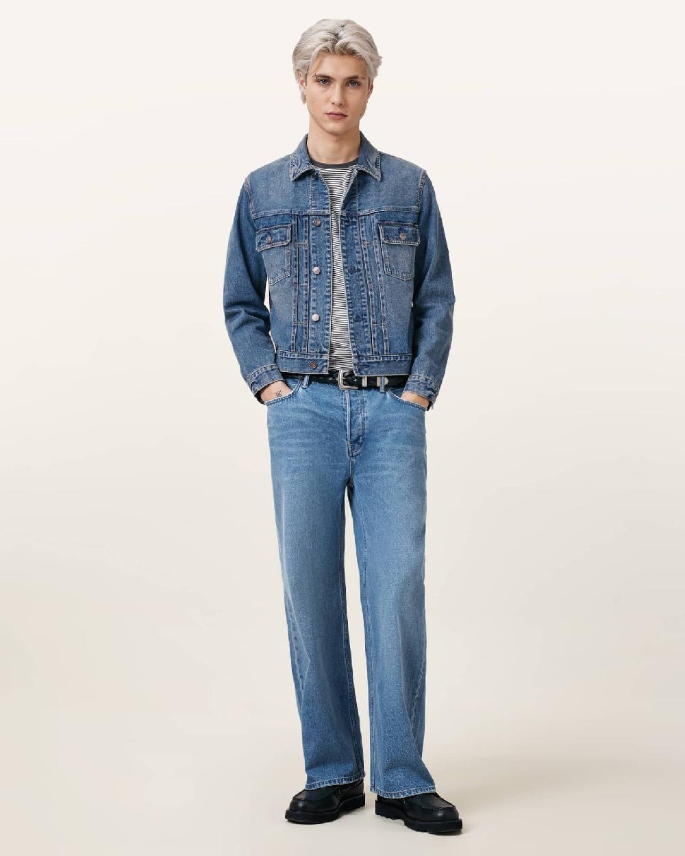 All Saints Exile Denim Jacket WASHED INDIGO BLUE