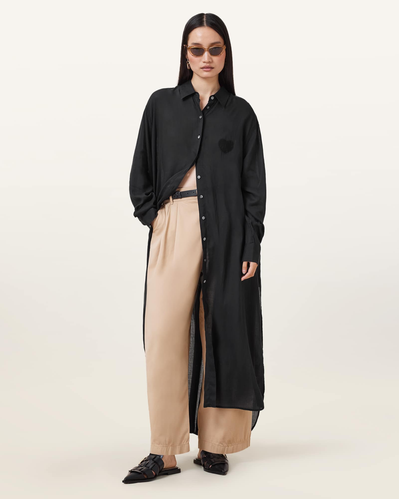 All Saints Ezra Maxi Shirt Dress Black