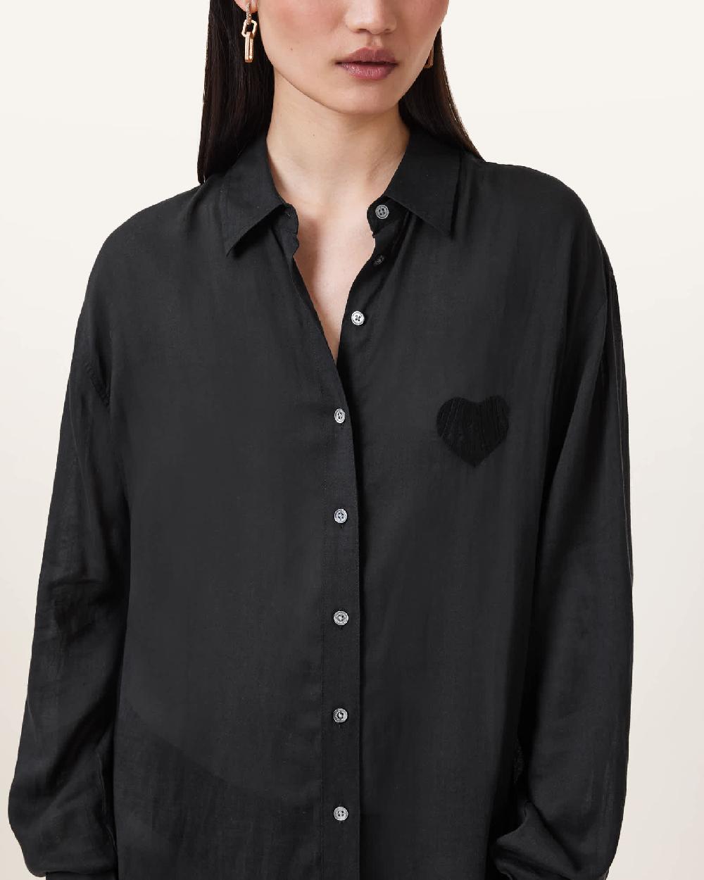 All Saints Ezra Maxi Shirt Dress Black