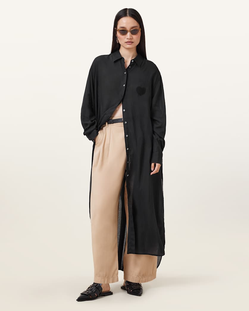 all saints Ezra Maxi Shirt Dress Black