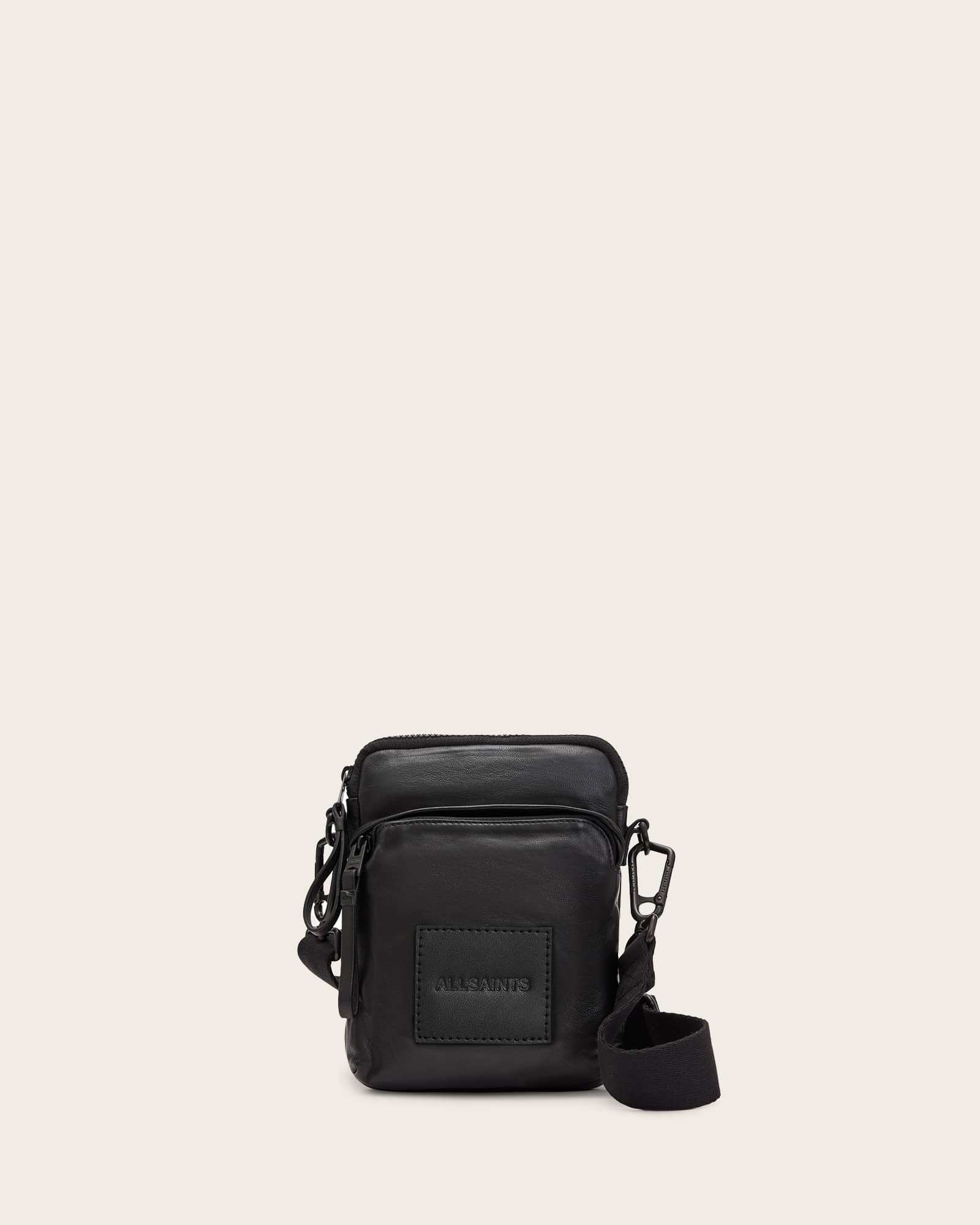 All Saints Falcon Leather Pouch Bag Black
