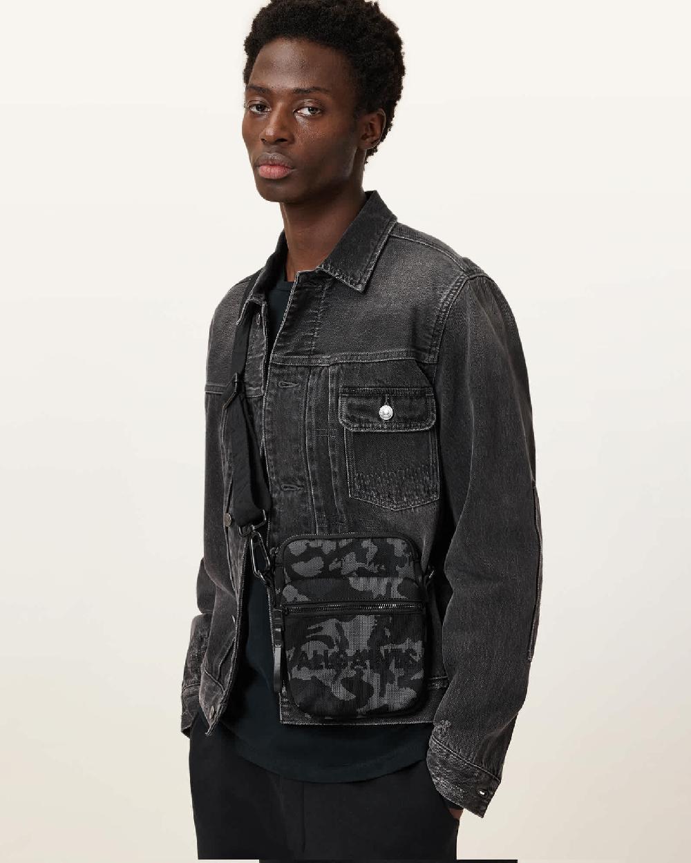 All Saints Falcon Recycled Pouch Bag Camo Blue