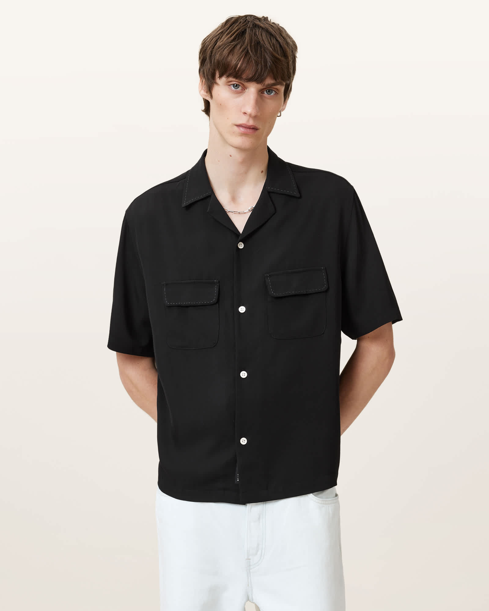 All Saints Farley Short Sleeve Shirt Black