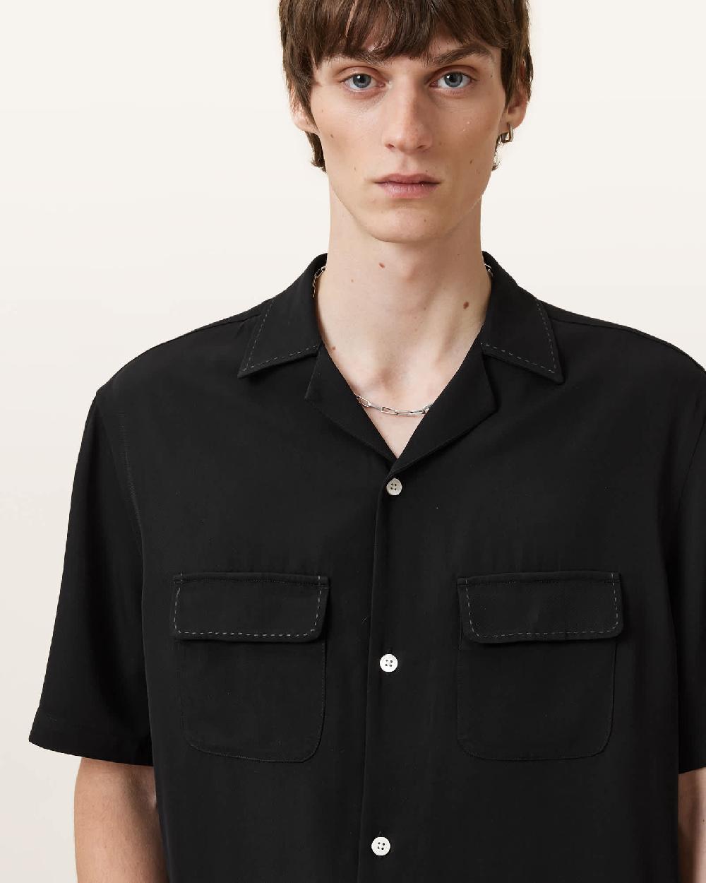 All Saints Farley Short Sleeve Shirt Black