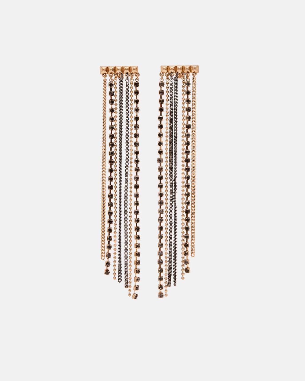 All Saints Farrah Chain Earrings WARM BRASS/BLACK