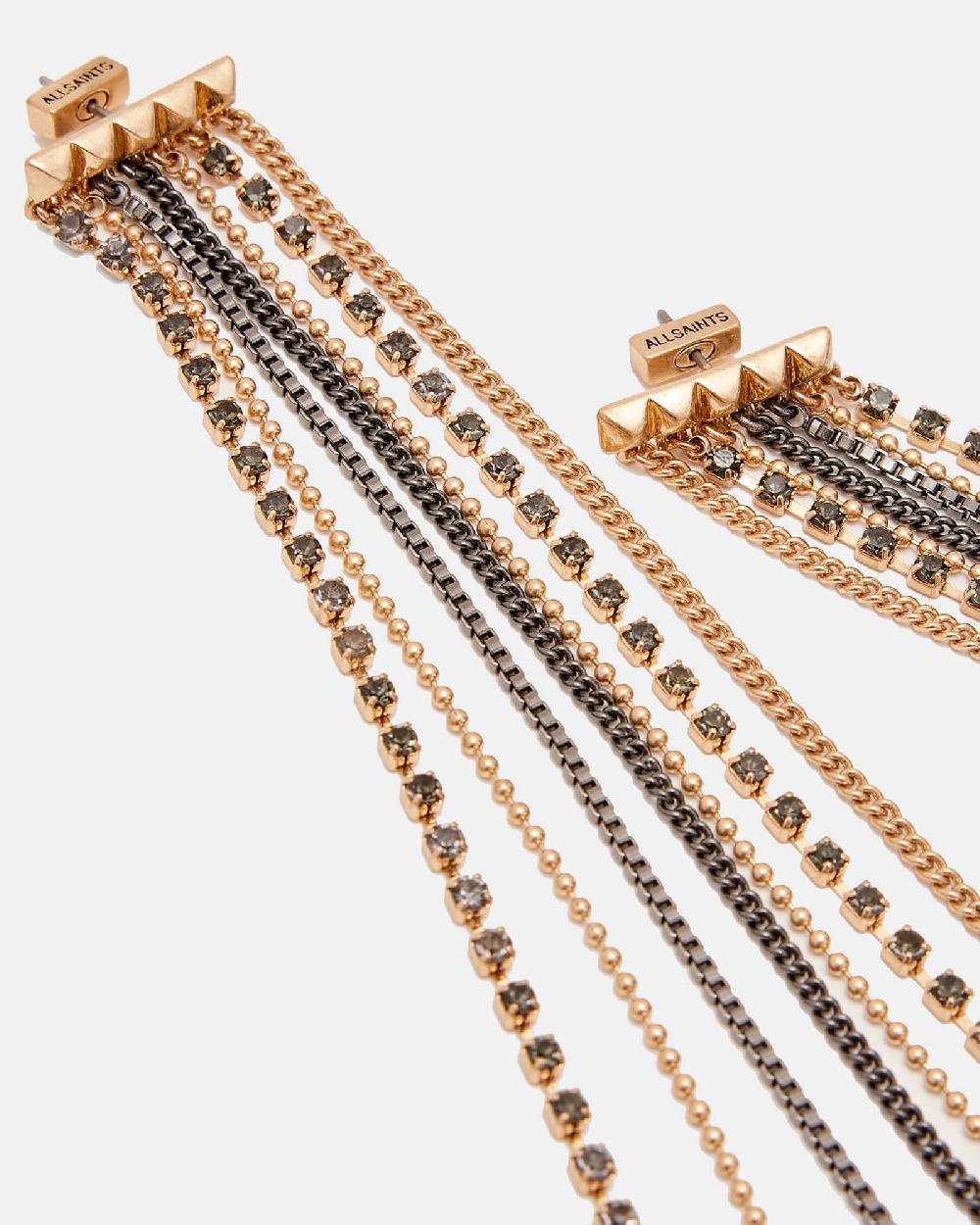 All Saints Farrah Chain Earrings WARM BRASS/BLACK