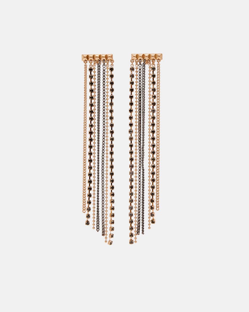 all saints Farrah Chain Earrings WARM BRASS/BLACK
