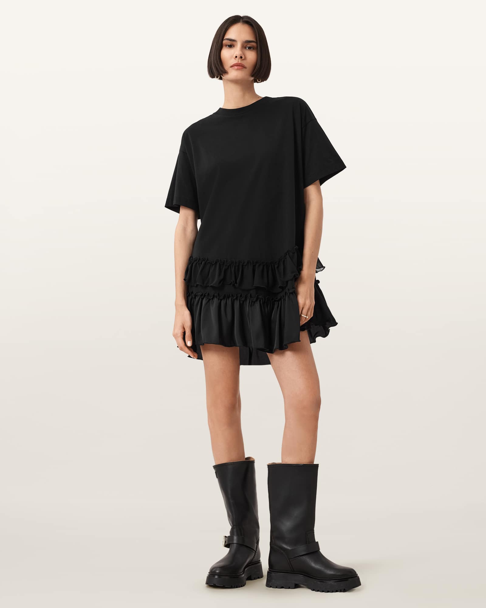 All Saints Feyre Relaxed Fit Mini Dress Black