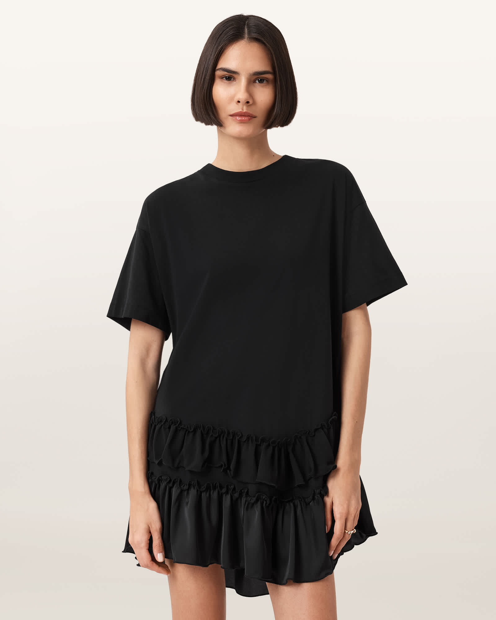 All Saints Feyre Relaxed Fit Mini Dress Black