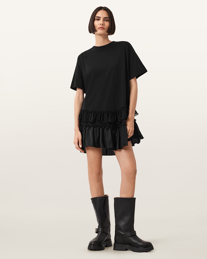 all saints Feyre Relaxed Fit Mini Dress Black