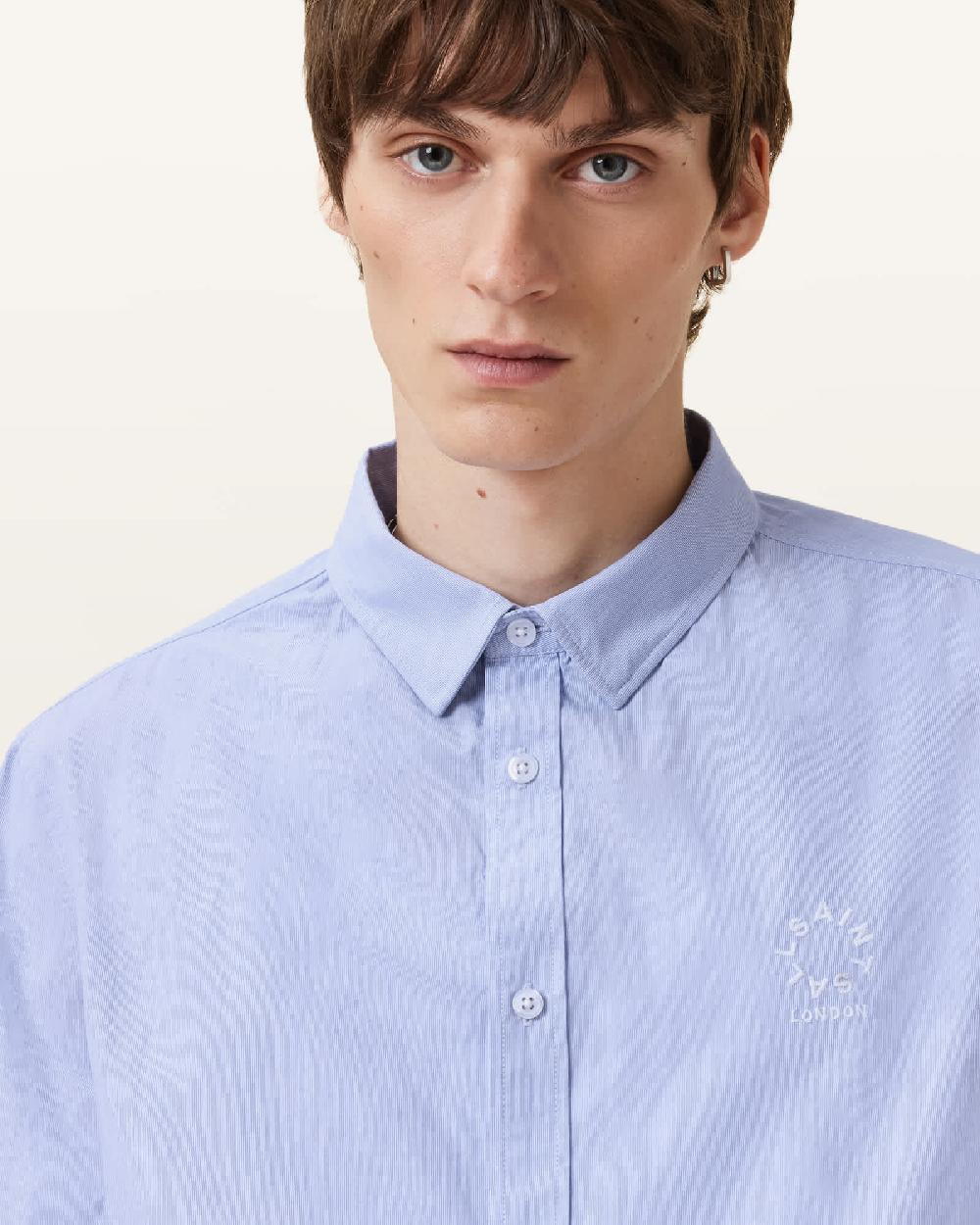 All Saints Fletcher Long Sleeve Shirt Light Blue