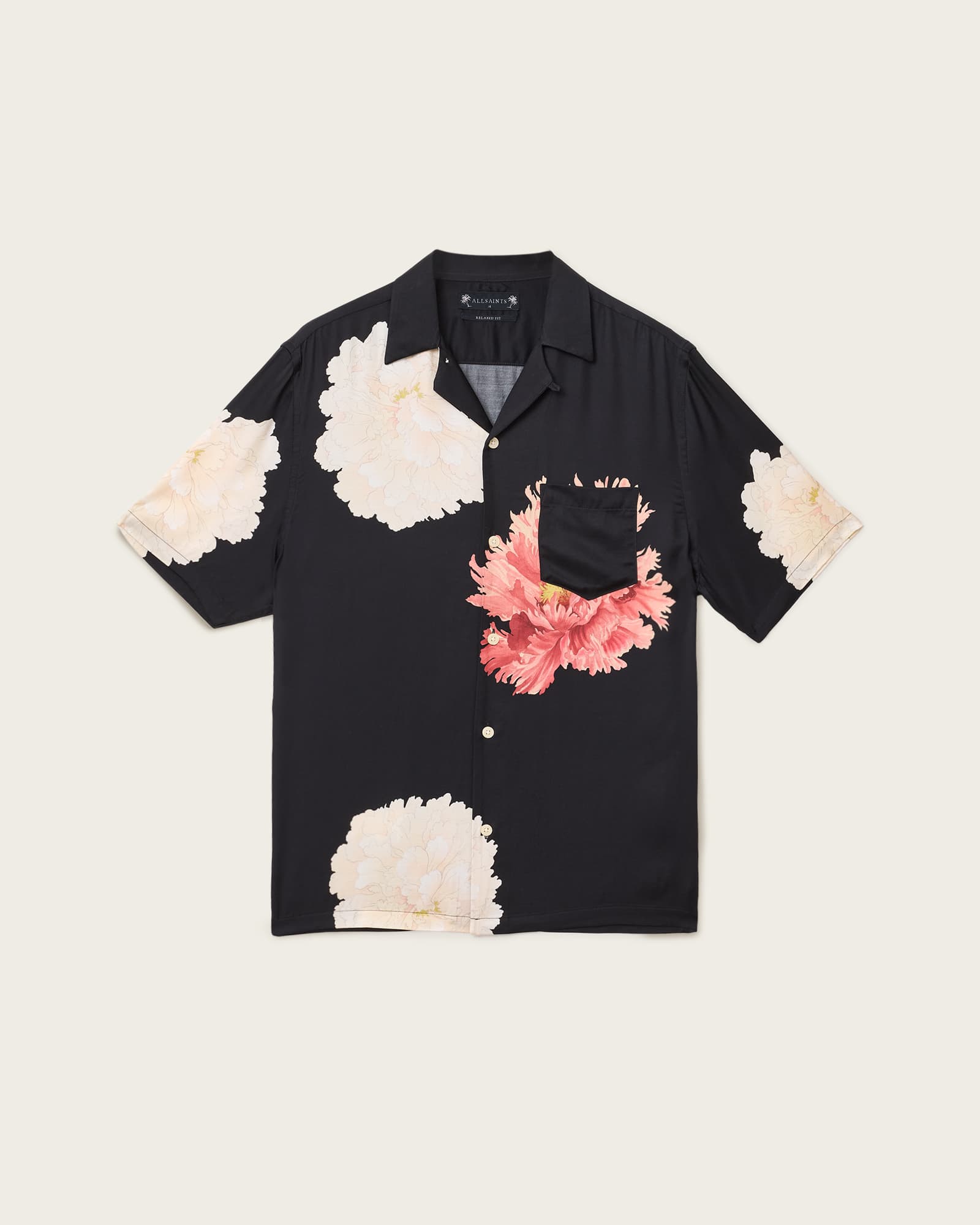 All Saints Fleur Relaxed Fit Floral Shirt Black