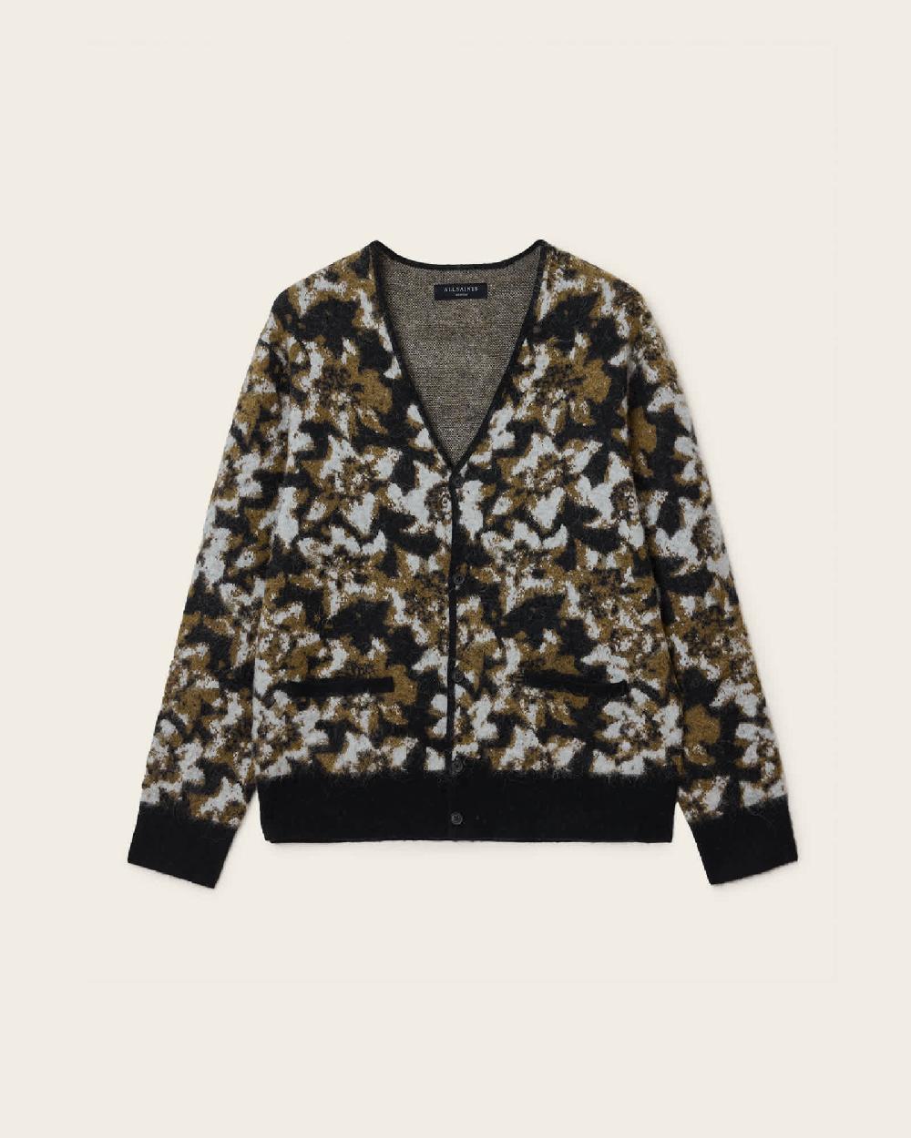 All Saints Florelle Jacquard Cardigan Black/Brown