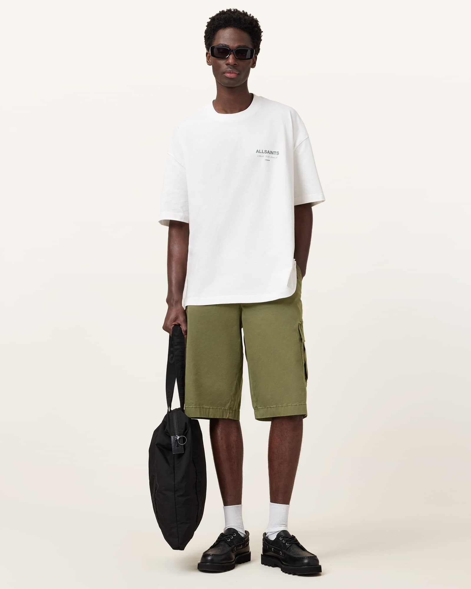 All Saints Flynn Oversized Cargo Shorts Eden Green