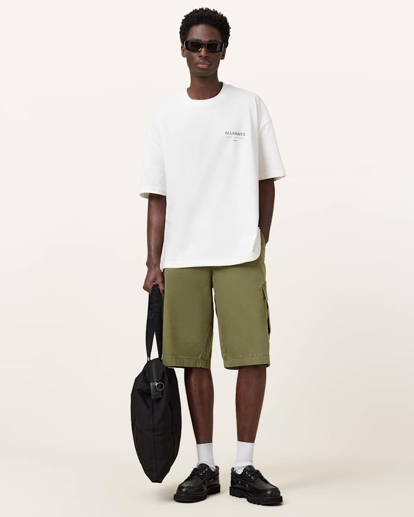 all saints Flynn Oversized Cargo Shorts Eden Green