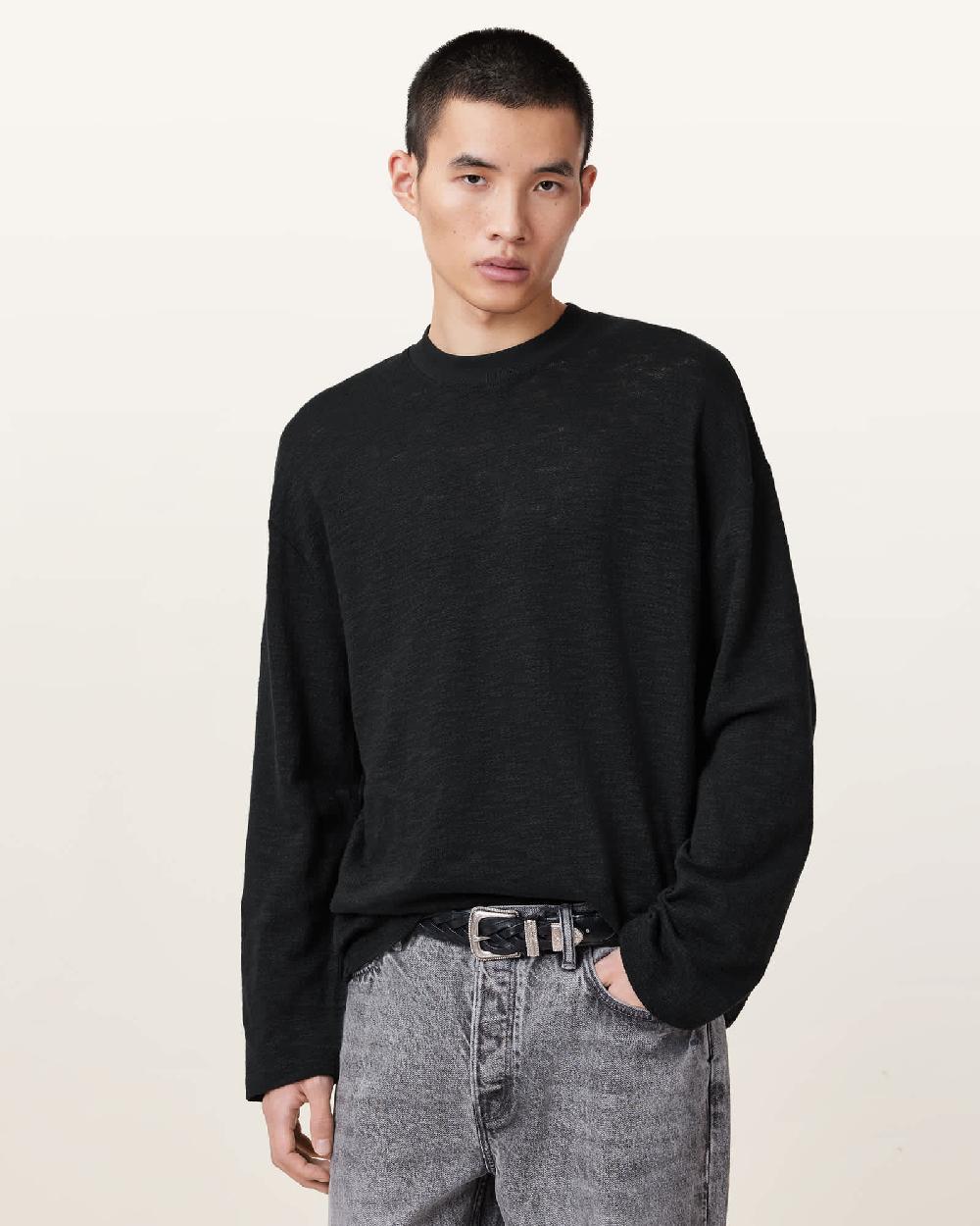 All Saints Foster Long Sleeve T-Shirt Jet Black