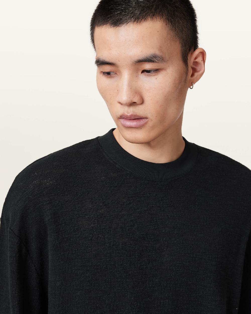All Saints Foster Long Sleeve T-Shirt Jet Black