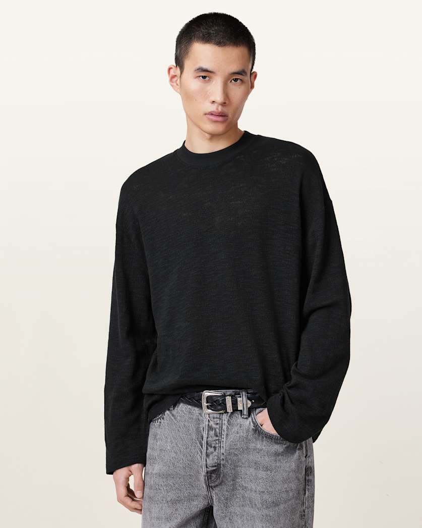 all saints Foster Long Sleeve T-Shirt Jet Black