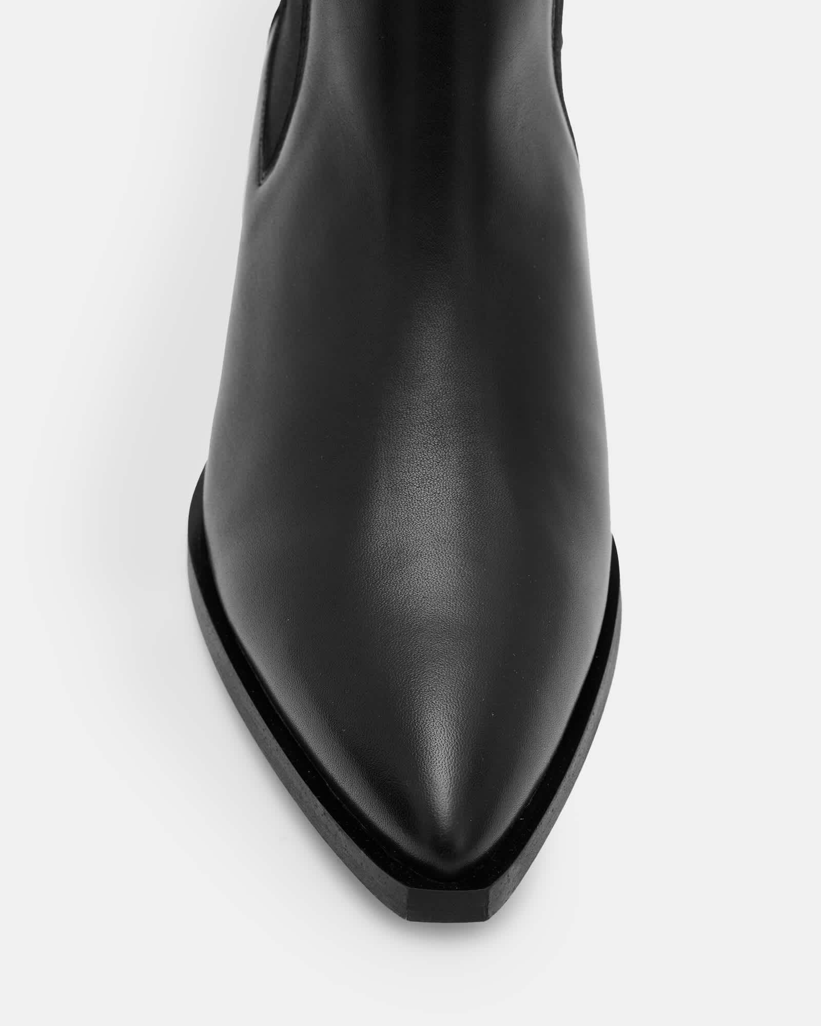 All Saints Fox Pointed Western Leather Boots Black