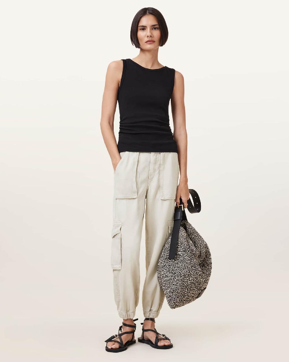 All Saints Freda Cargo Trousers Ecru White