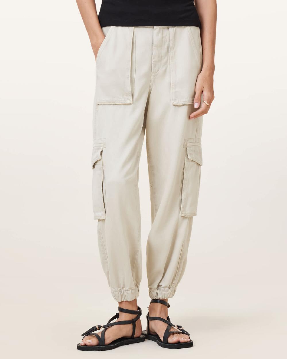 All Saints Freda Cargo Trousers Ecru White
