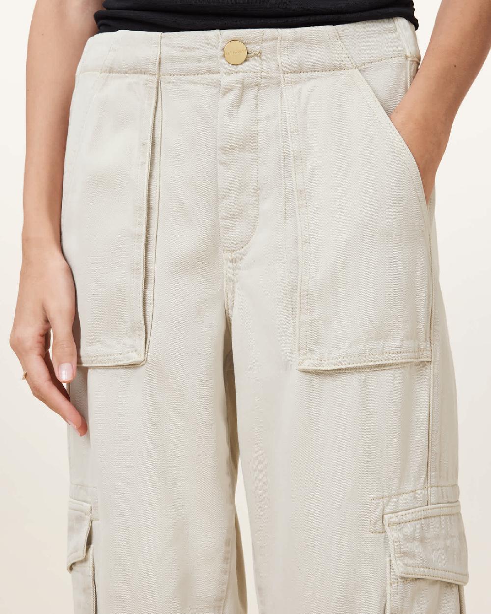 All Saints Freda Cargo Trousers Ecru White