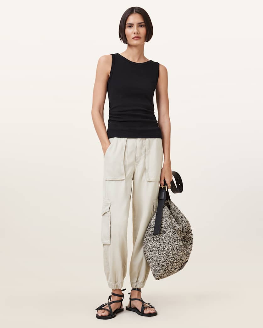 all saints Freda Cargo Trousers Ecru White