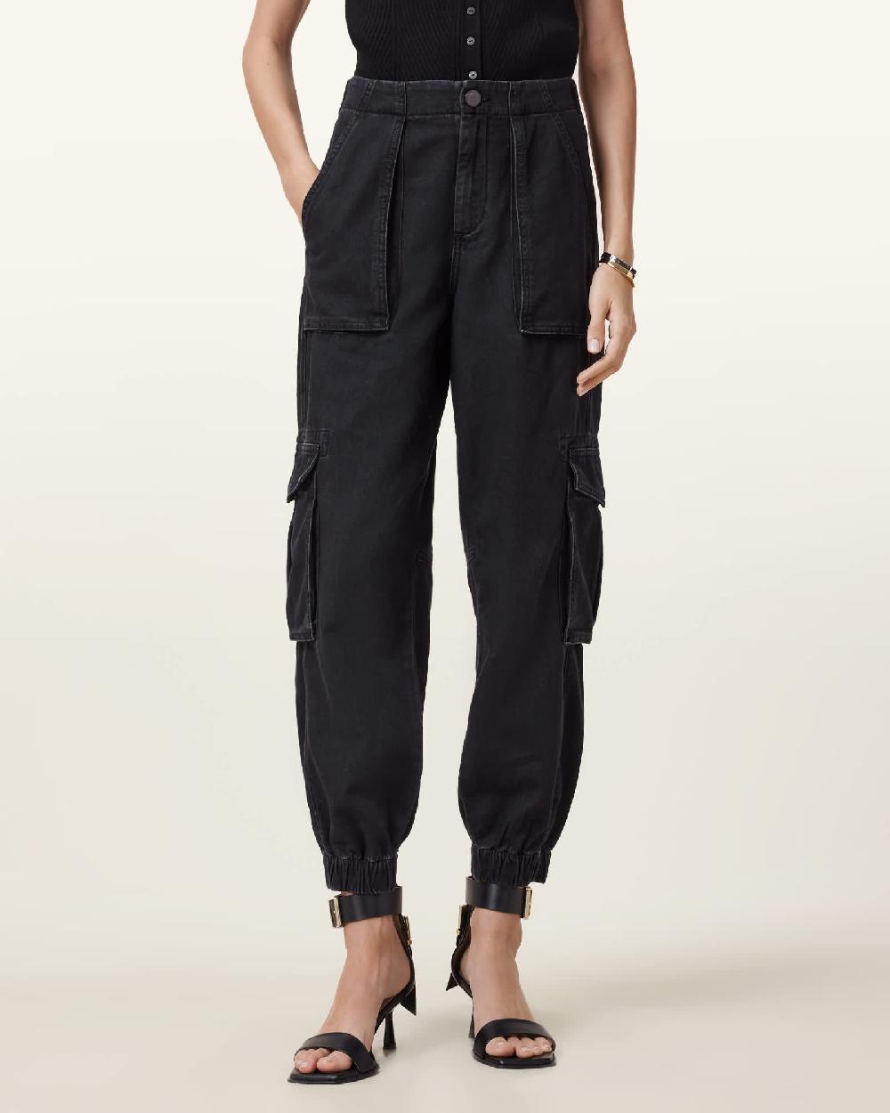 All Saints Freda Denim Cargo Pants Black