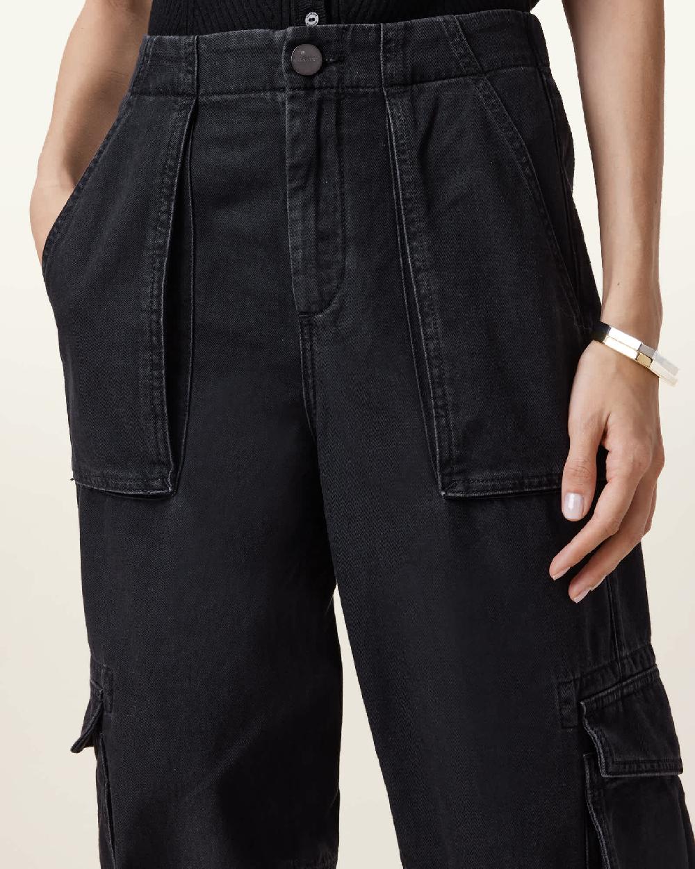 All Saints Freda Denim Cargo Pants Black