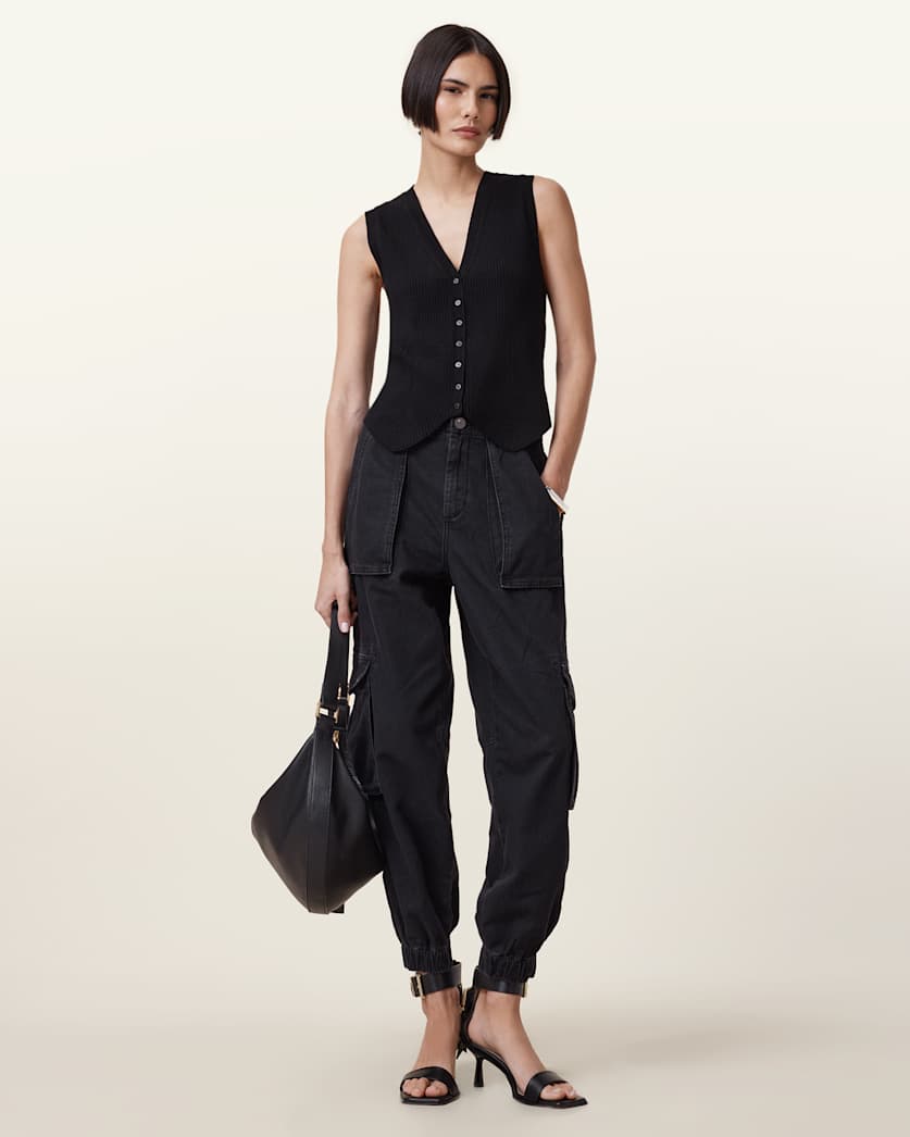 all saints Freda Denim Cargo pants Black