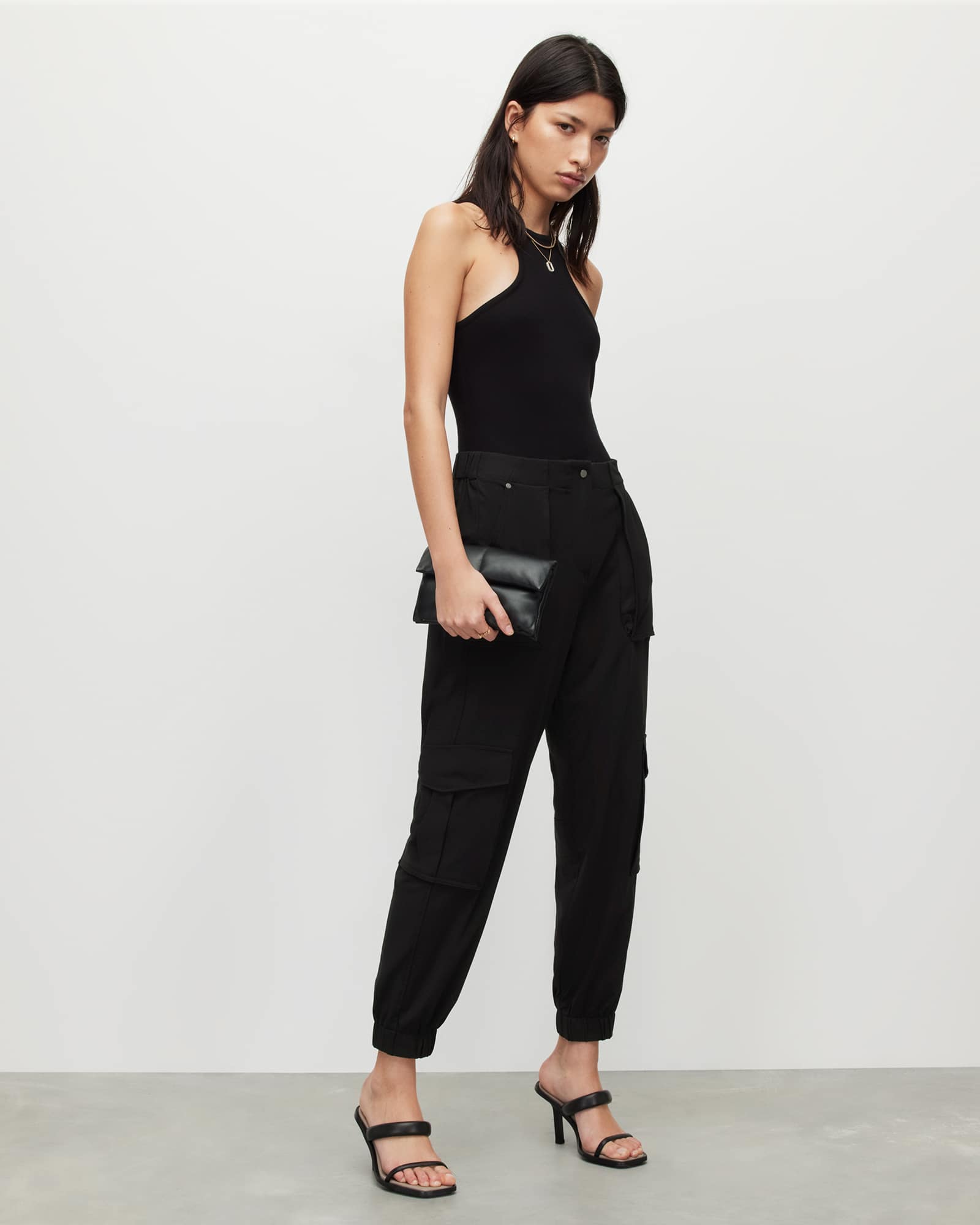 All Saints Freda Lightweight Cargo Trousers Black