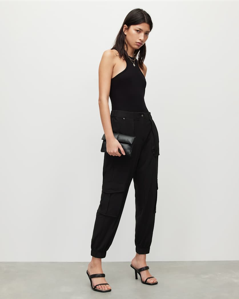 all saints Freda Lightweight Cargo Trousers Black