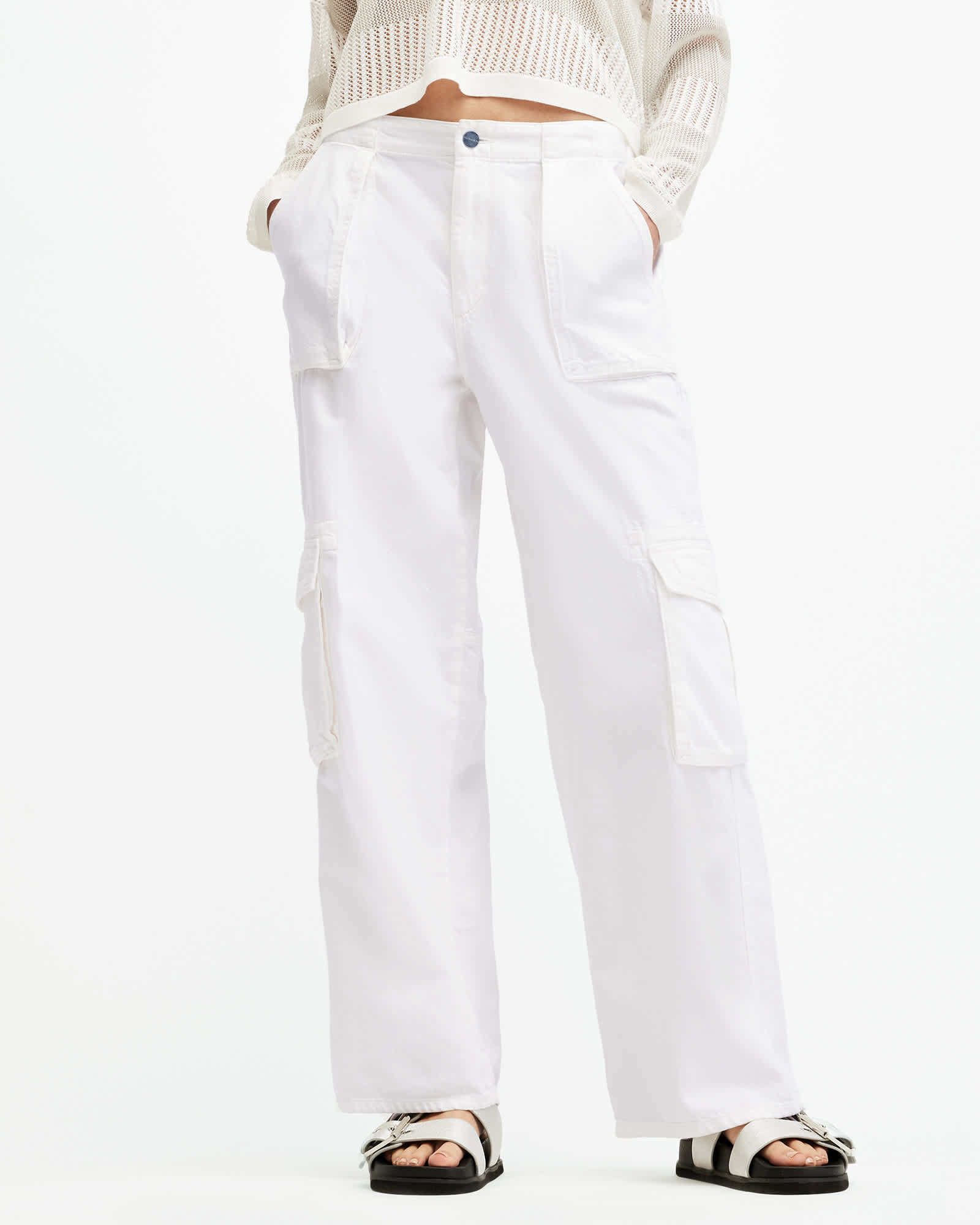 All Saints Frieda Straight Cargo Pants Off White