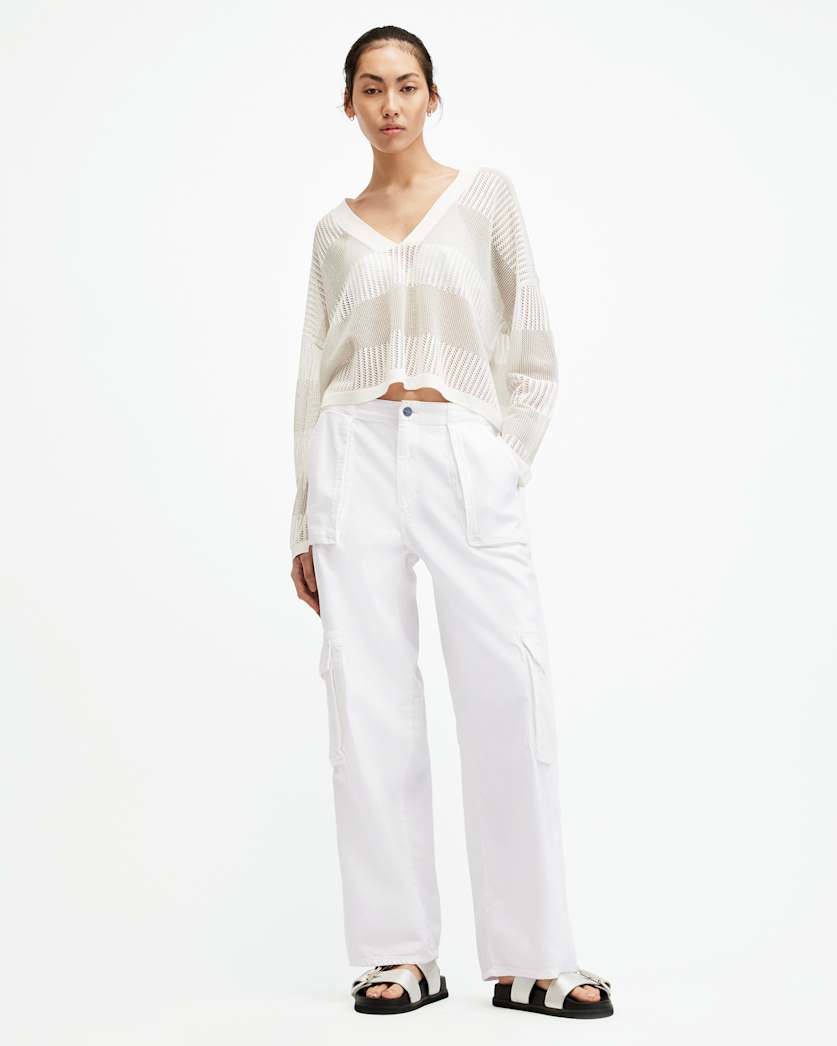 all saints Frieda Straight Cargo Pants Off White