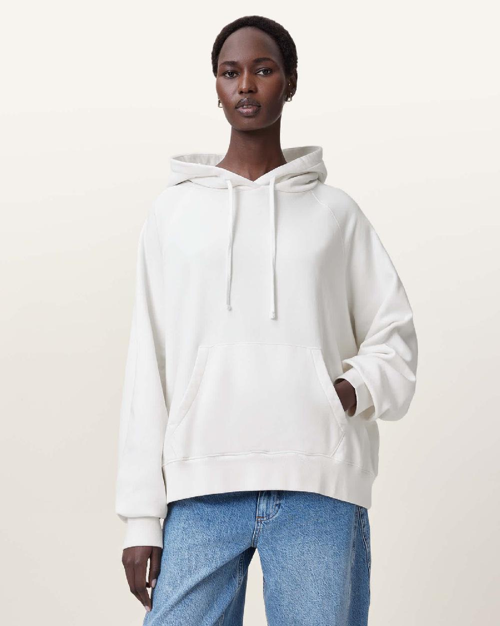 All Saints Fuse Talon Oversized Hoodie Ashen White