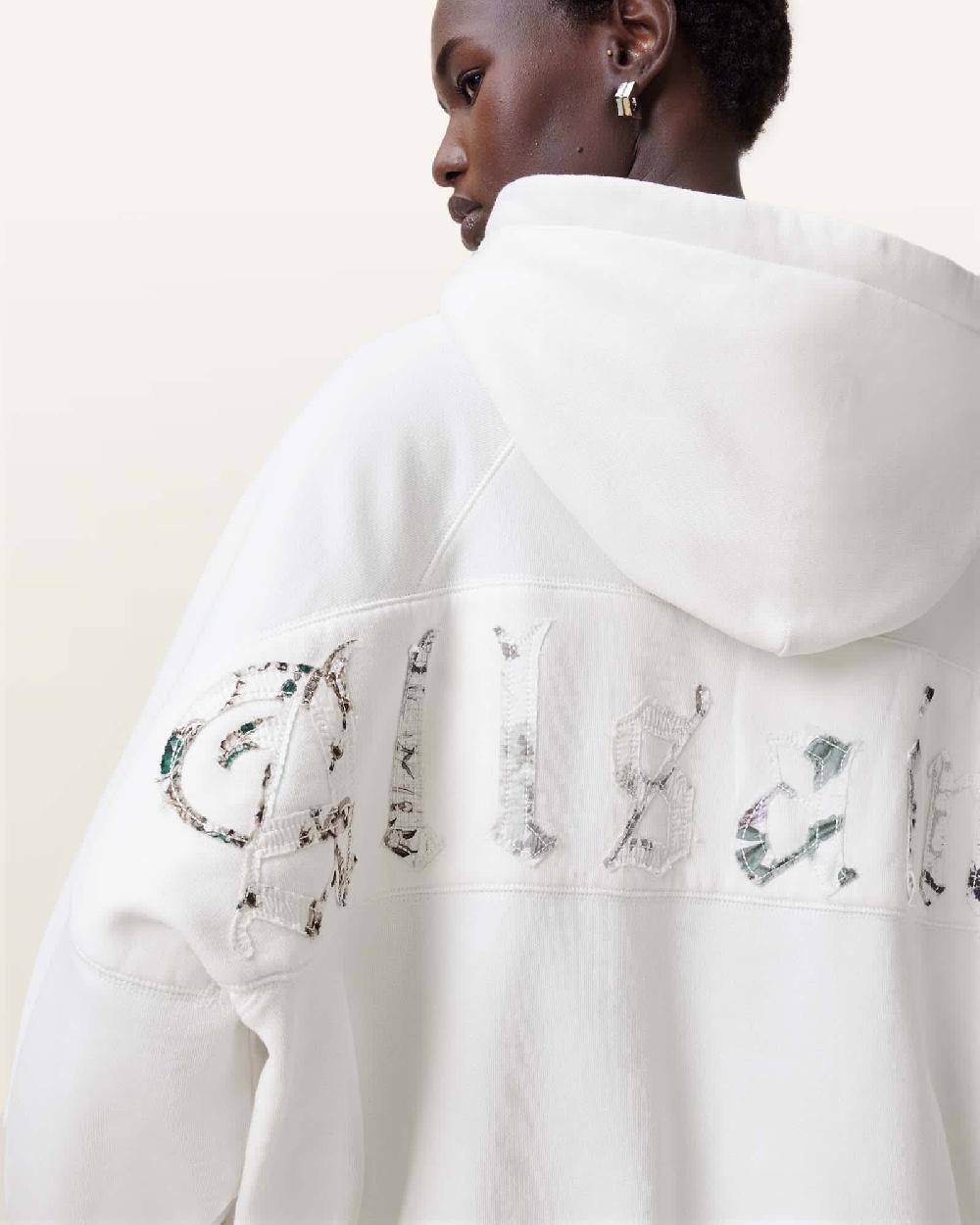 All Saints Fuse Talon Oversized Hoodie Ashen White