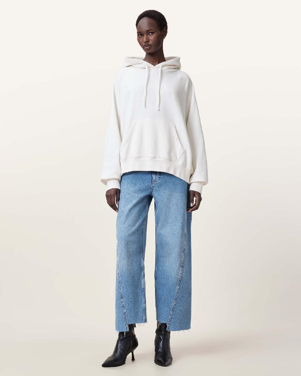All Saints Fuse Talon Oversized Hoodie Ashen White
