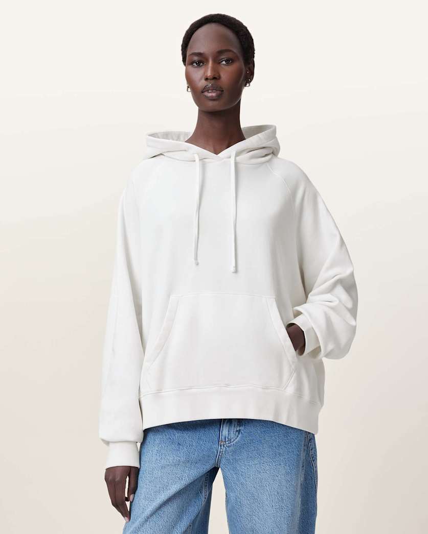 all saints Fuse Talon Oversized Hoodie Ashen White