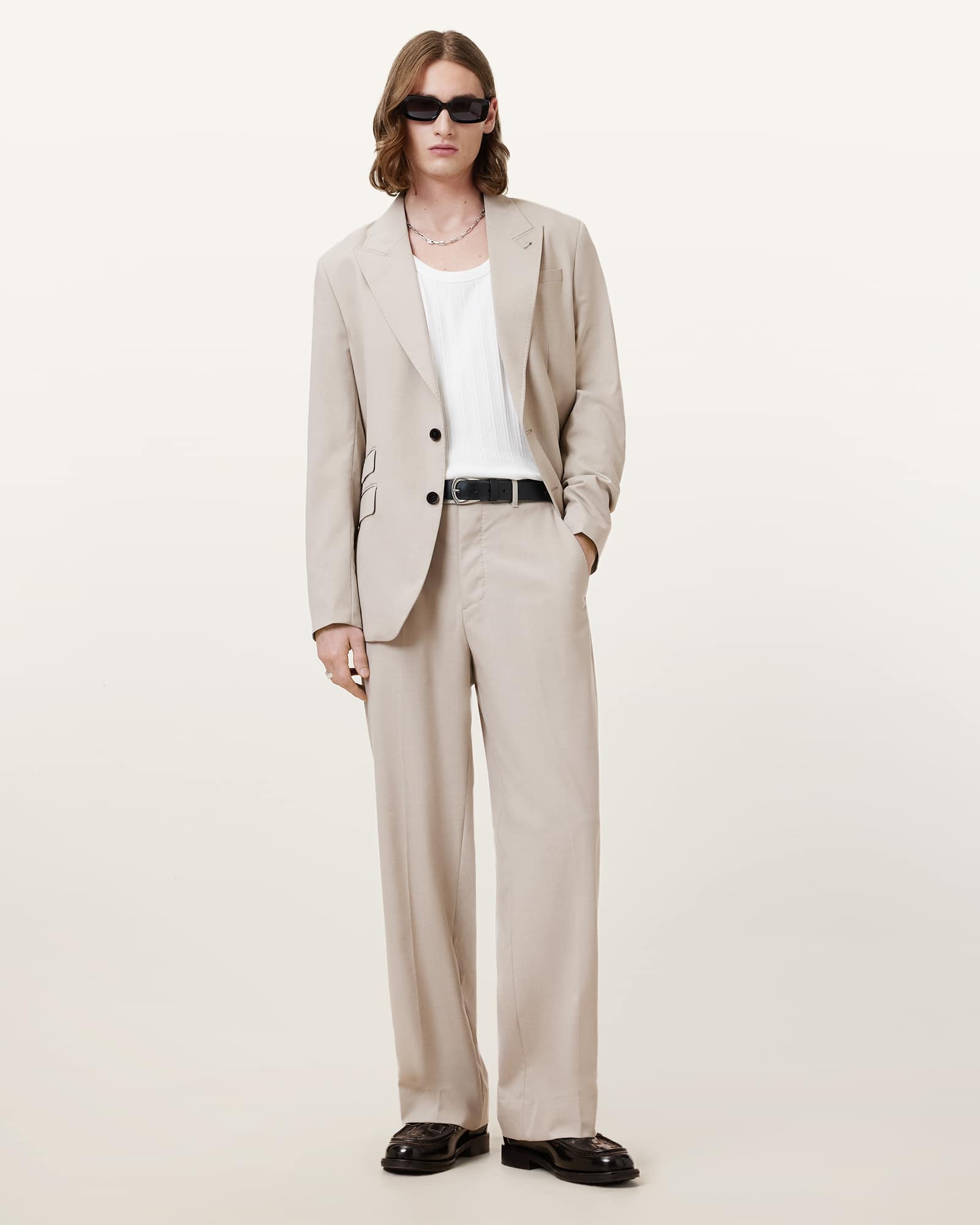 All Saints Gallow Relaxed Fit Blazer Hammock Taupe