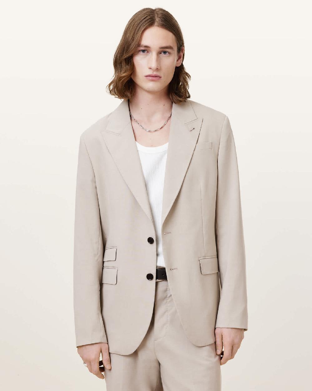 All Saints Gallow Relaxed Fit Blazer Hammock Taupe