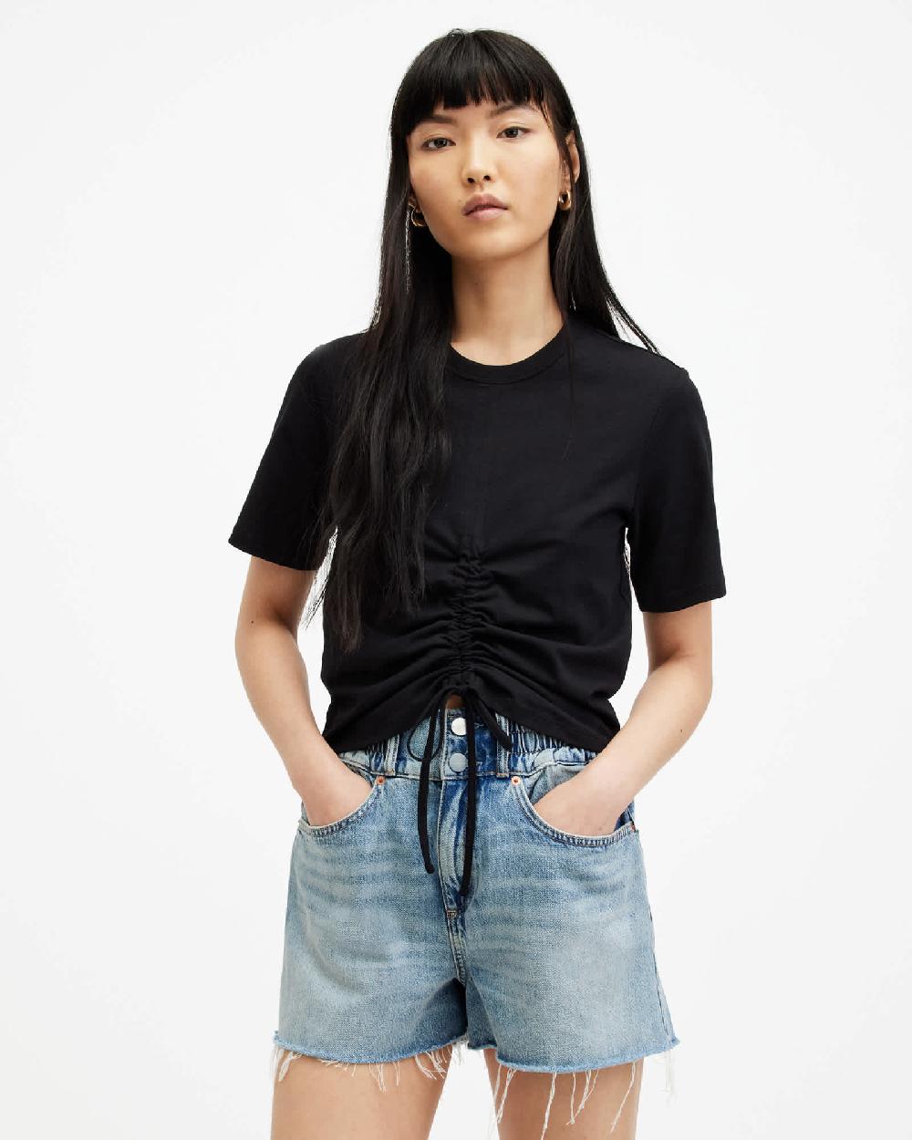 All Saints Gia Ribbed Long Sleeve T-Shirt Black