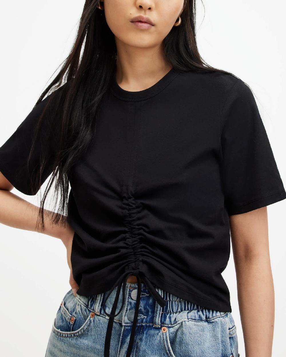 All Saints Gia Ribbed Long Sleeve T-Shirt Black