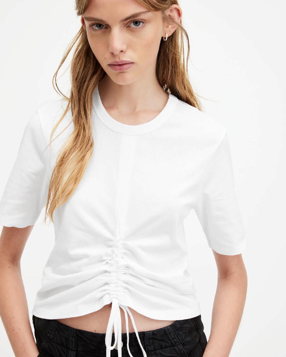All Saints Gia Ribbed Long Sleeve T-Shirt White