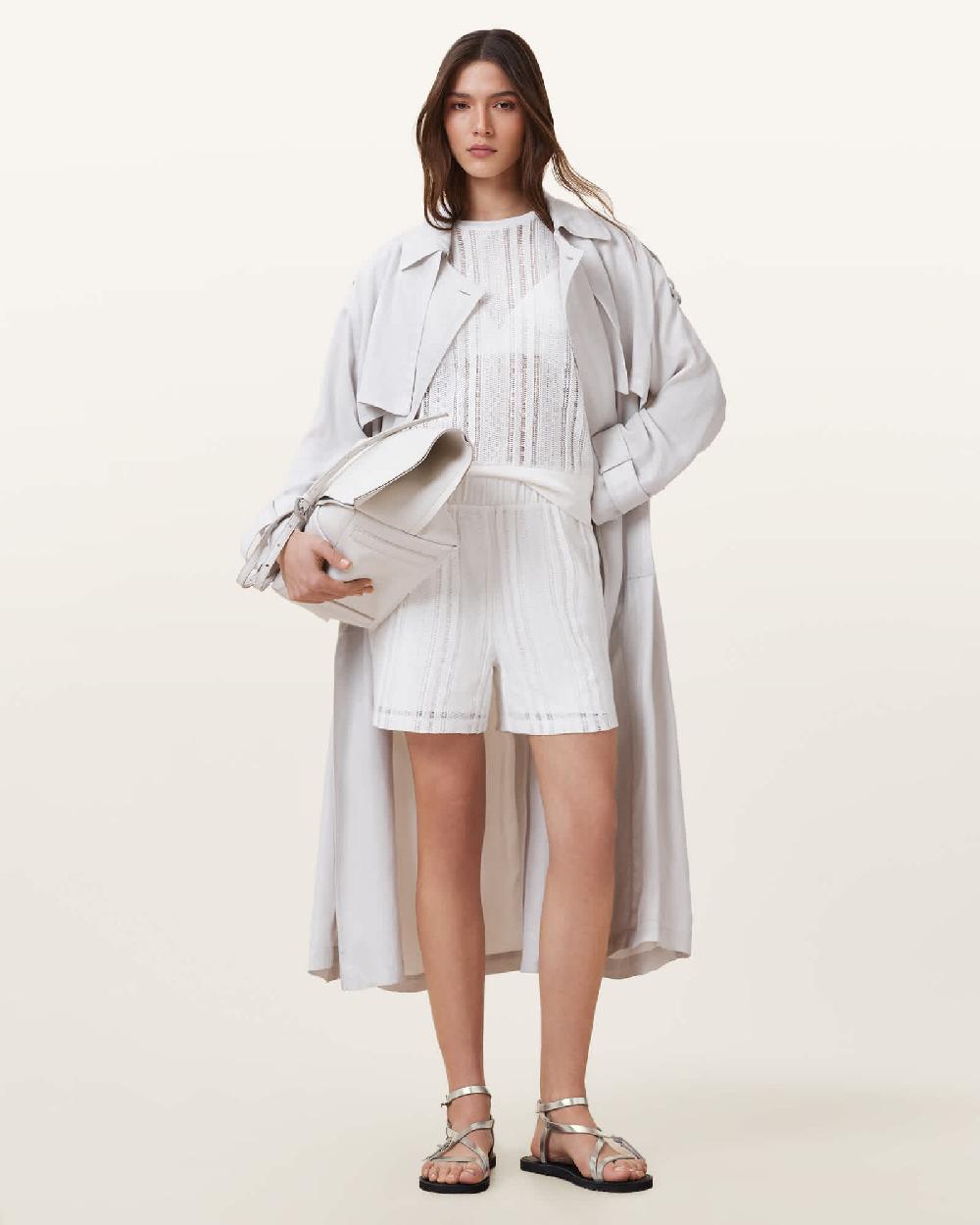 All Saints Giana Crochet Shorts Tofu White