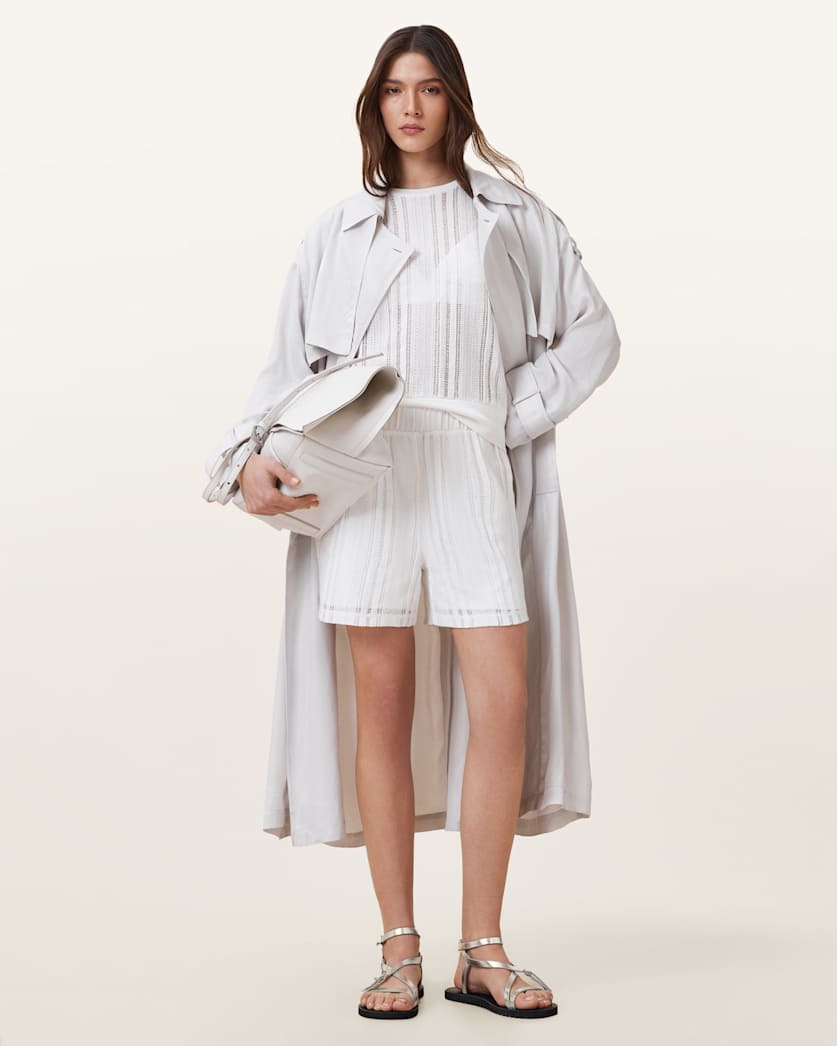 all saints Giana Crochet Shorts Tofu White