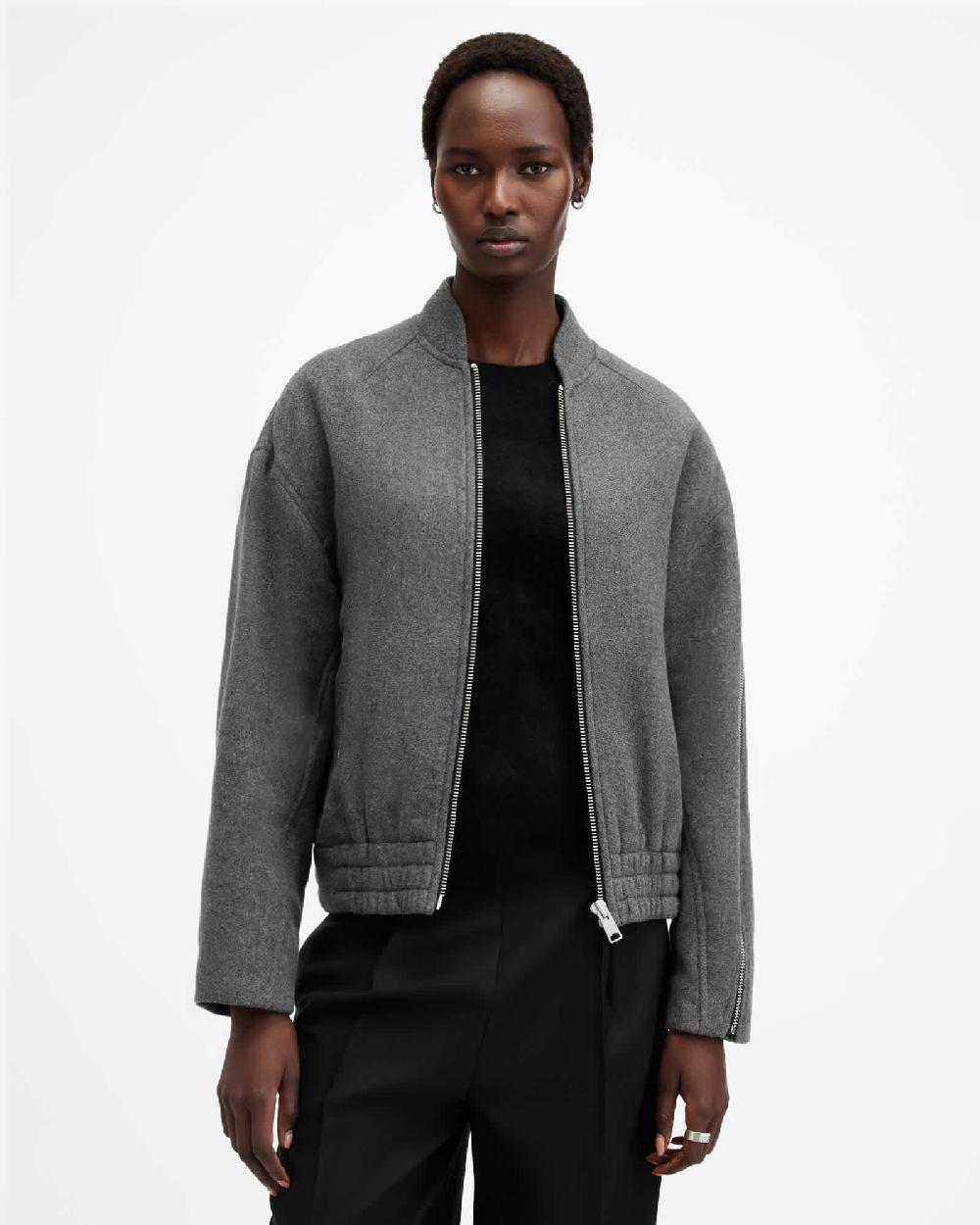All Saints Hackney Bomber Jacket Grey